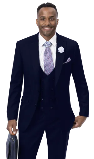 Royal Revival Collection: Navy Three Piece Regular Fit Fashion Suit