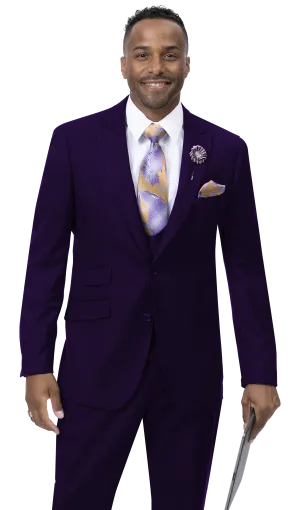 Royal Revival Collection: Purple Three Piece Regular Fit Fashion Suit