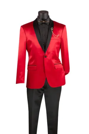 RoyaleRift Collection: Red with Black Lapel Single Breasted Slim Fit Blazer