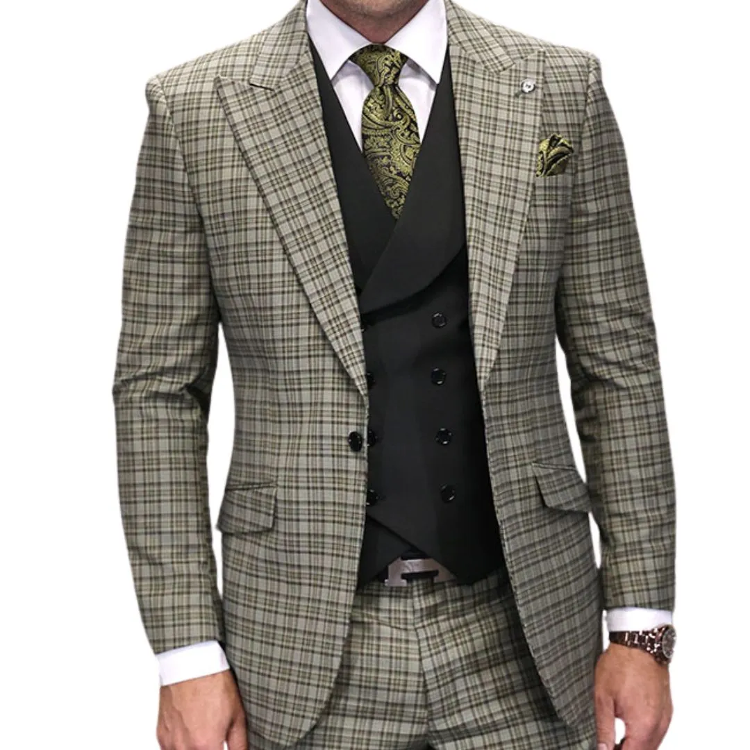 Sage Dominion Collection: Olive 3-Piece Modern Fit Suit