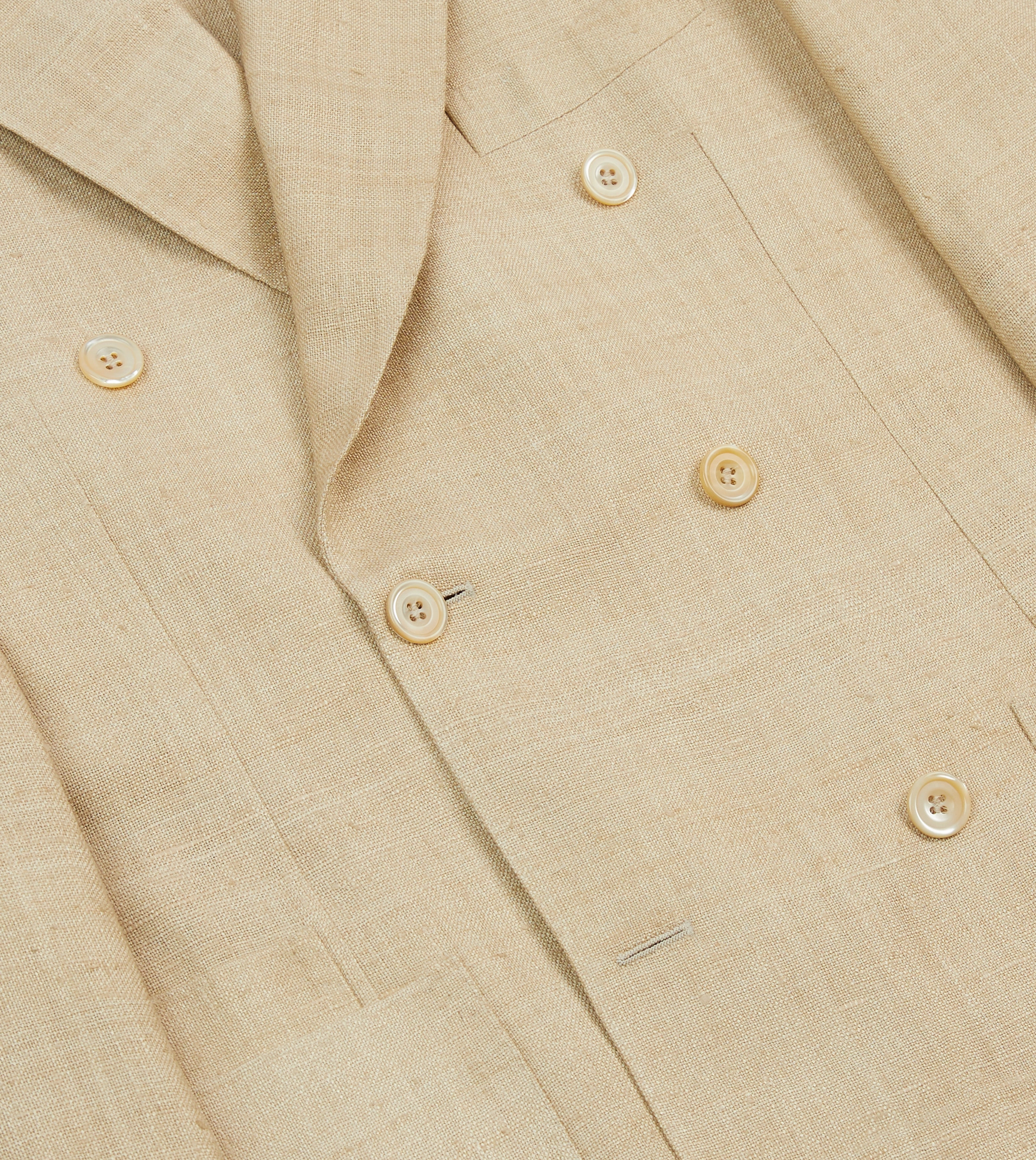 Sand Tussah Silk Double-Breasted Tailored Jacket