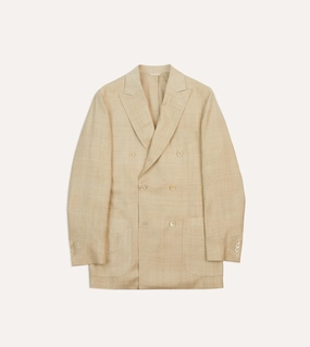 Sand Tussah Silk Double-Breasted Tailored Jacket
