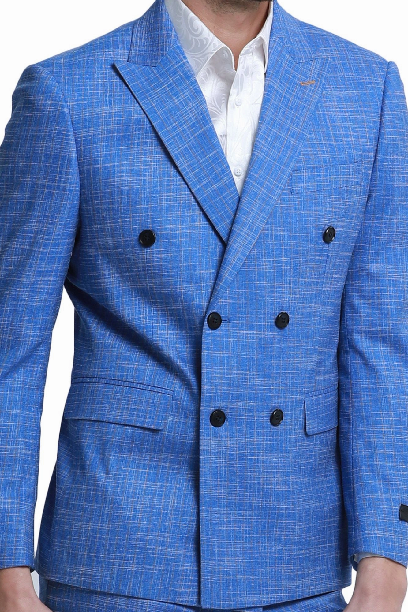 Sandstone Collection: 2-Piece Slim Fit Pin Stripe Suit For Men In Blue