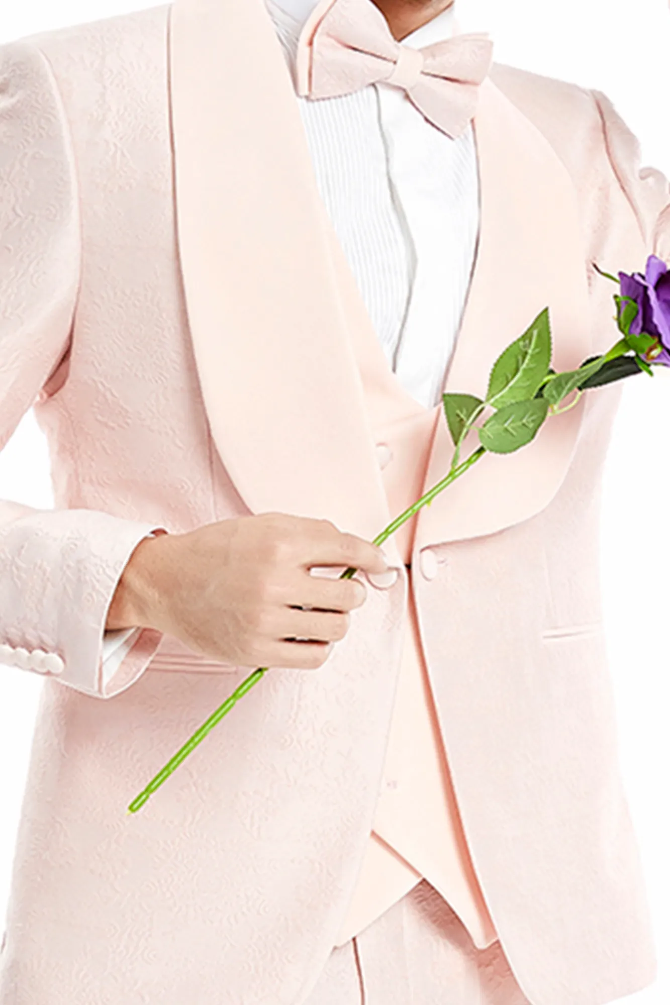 Sartorial Collection: 3-Piece Solid Suit with a Modern Twist In Blush