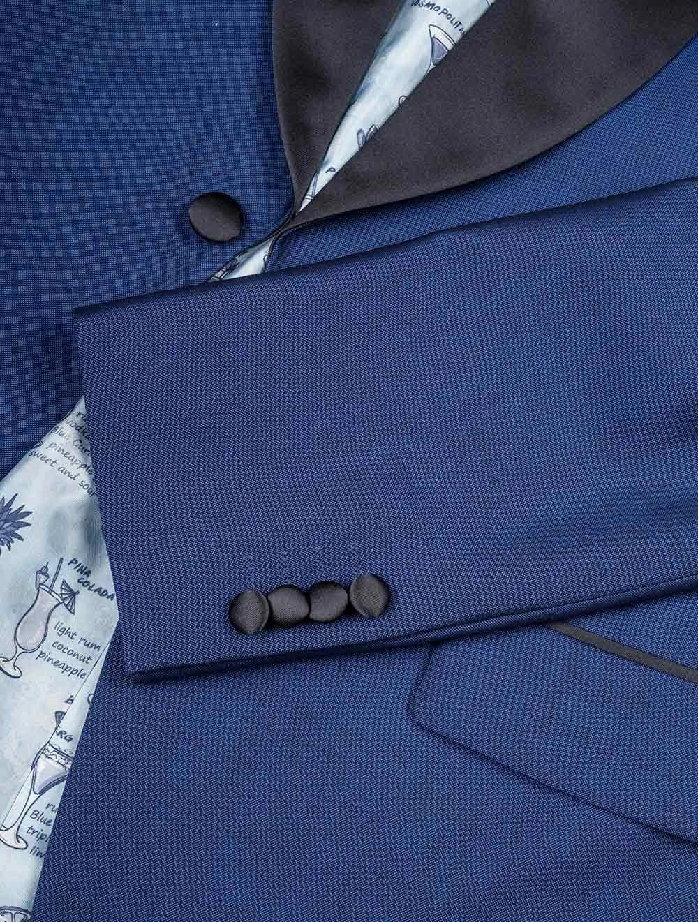 Satin Lapel Classic Fit Dinner Suit Blue