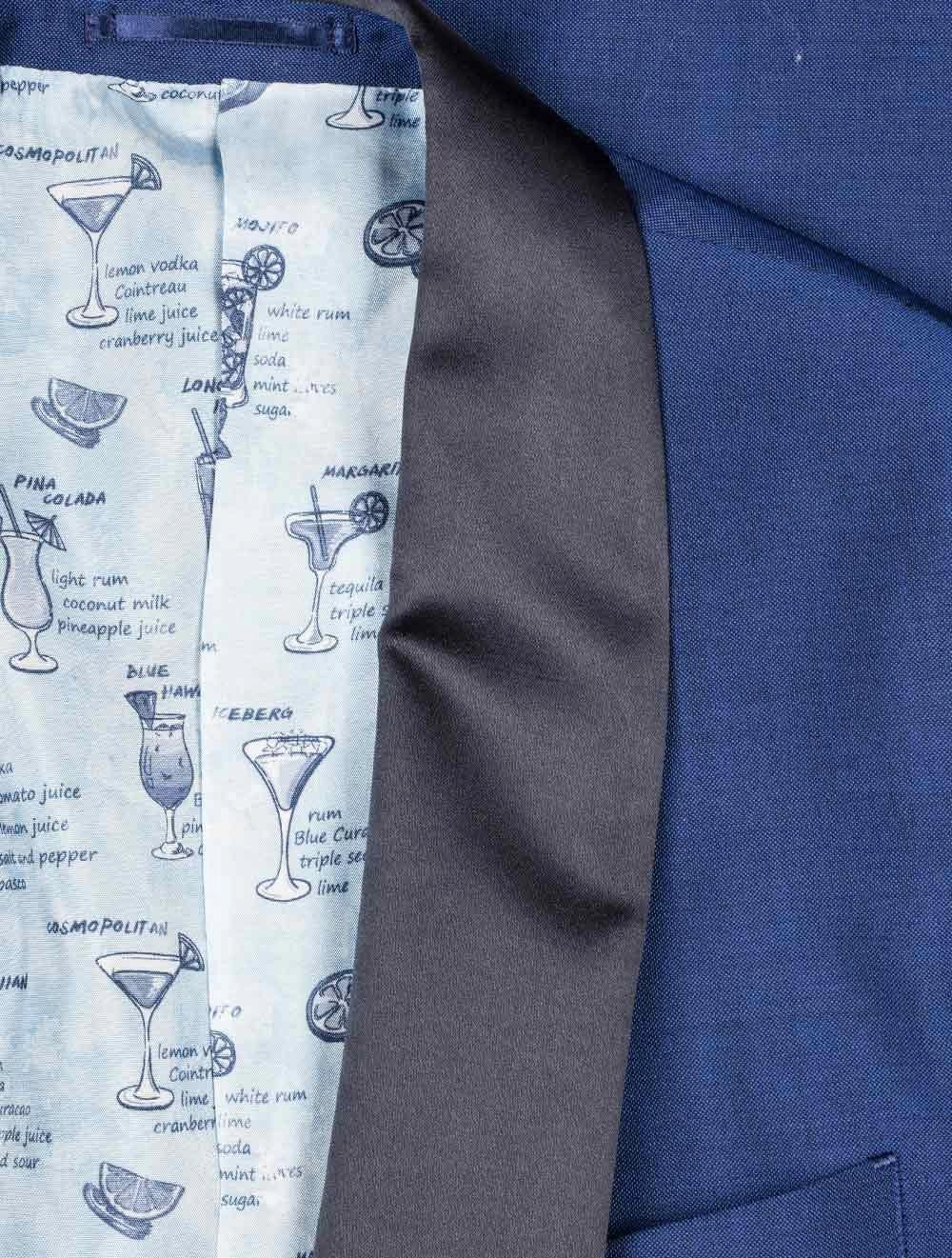 Satin Lapel Classic Fit Dinner Suit Blue