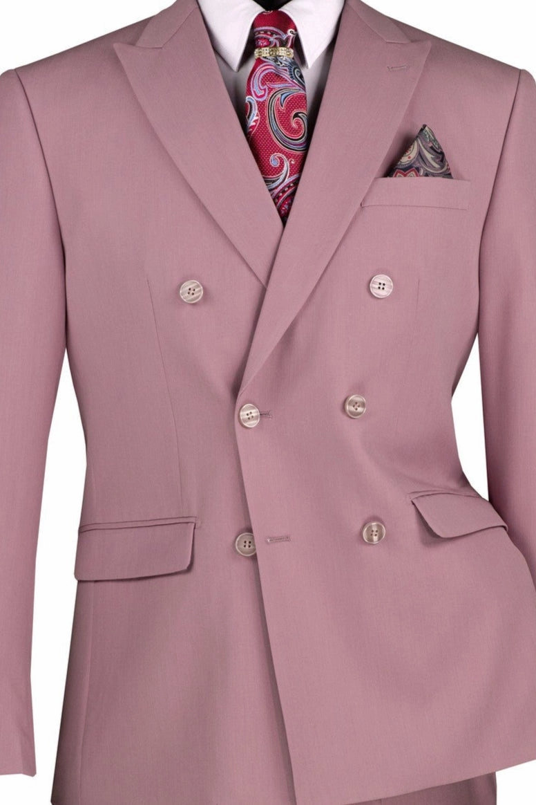 Shapley Collection: Lilac 2-Piece Slim Fit Double Breasted Suit in Luxurious Stretch Fabric