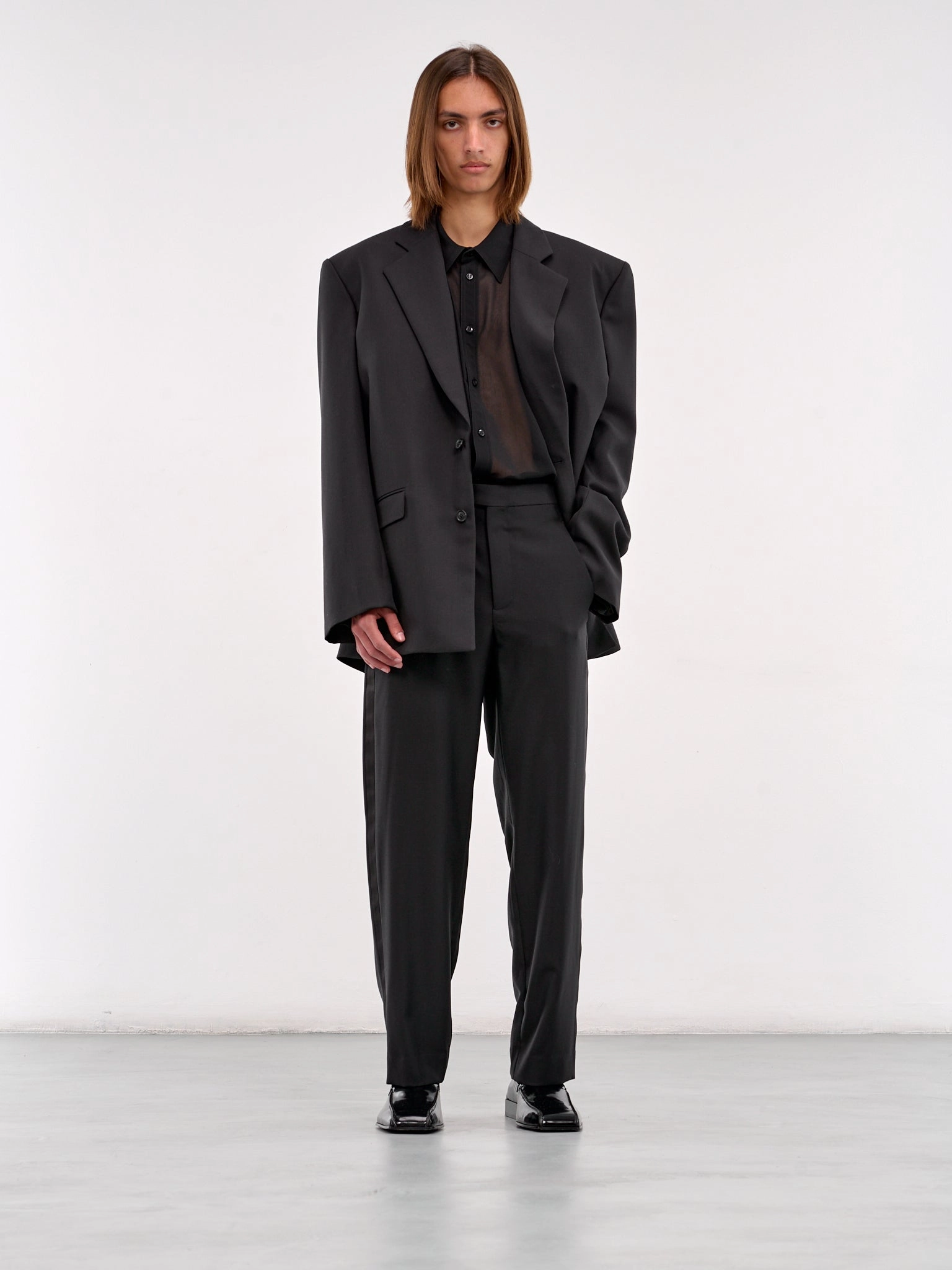 Single-Breasted Oversized Jacket (0254-T115-BLACK)