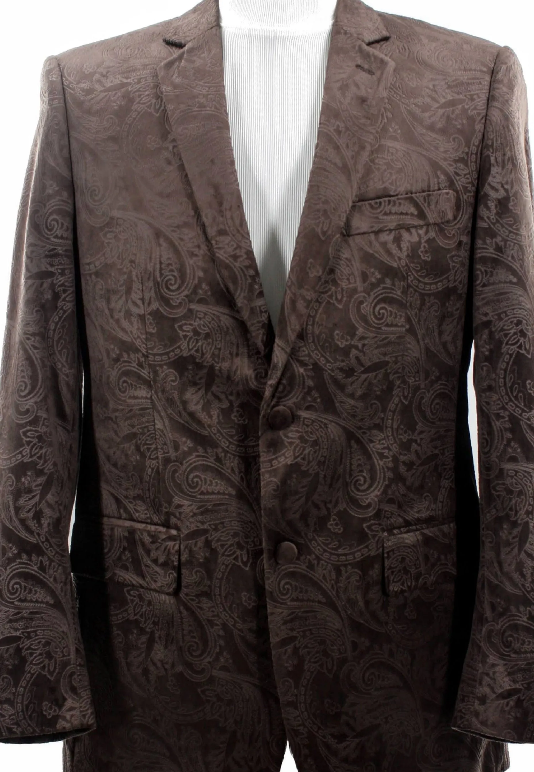 Sirius Collection: Brown Polyester Velvet Paisley Pattern Regular Fit Blazer