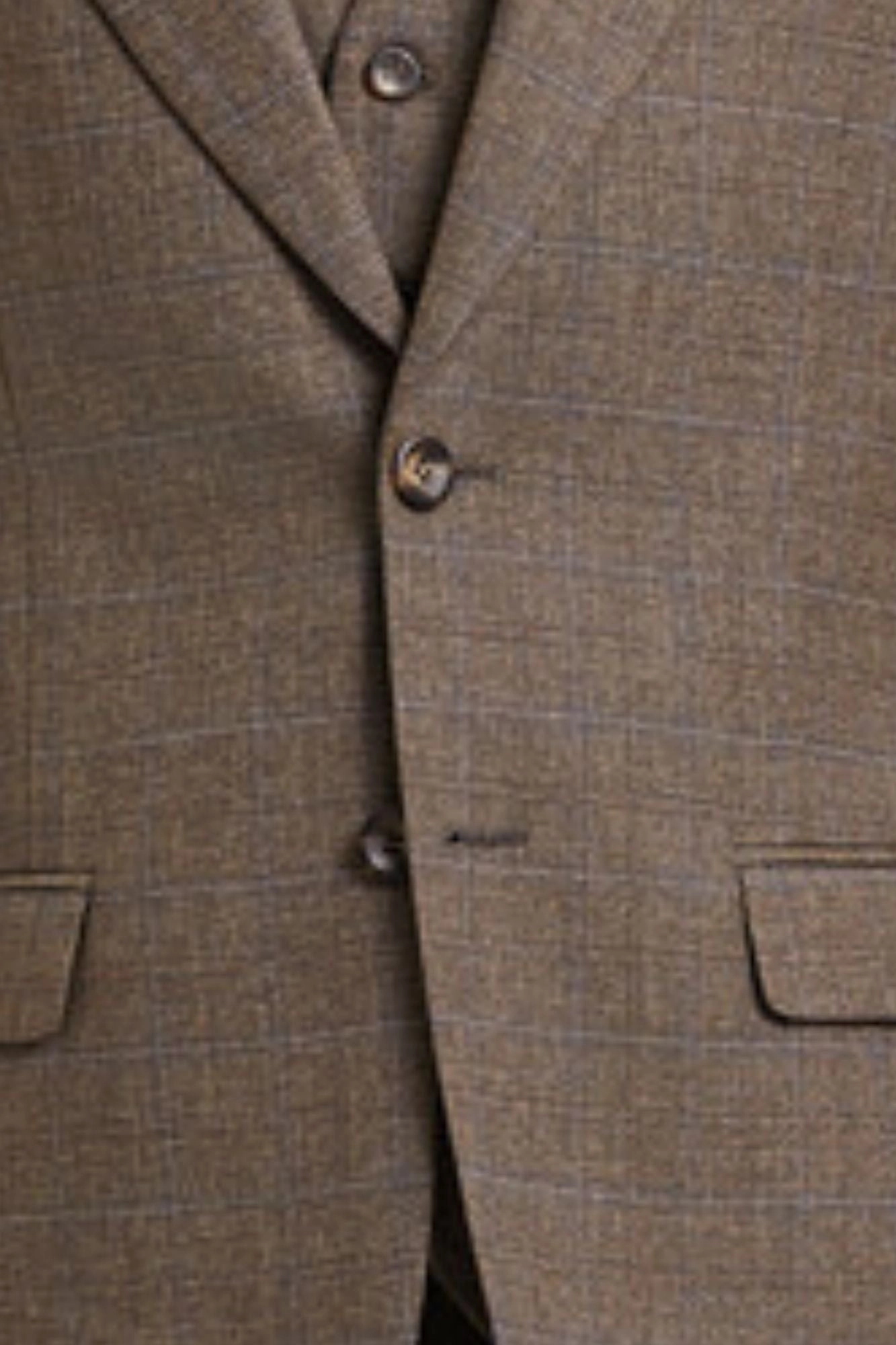 Sleekifyer Collection: Men's Graph Check 3 Piece Hybrid Fit Suit In Brown