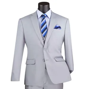 Slim Fit Men's Suit 2 Piece 2 Button in Light Gray