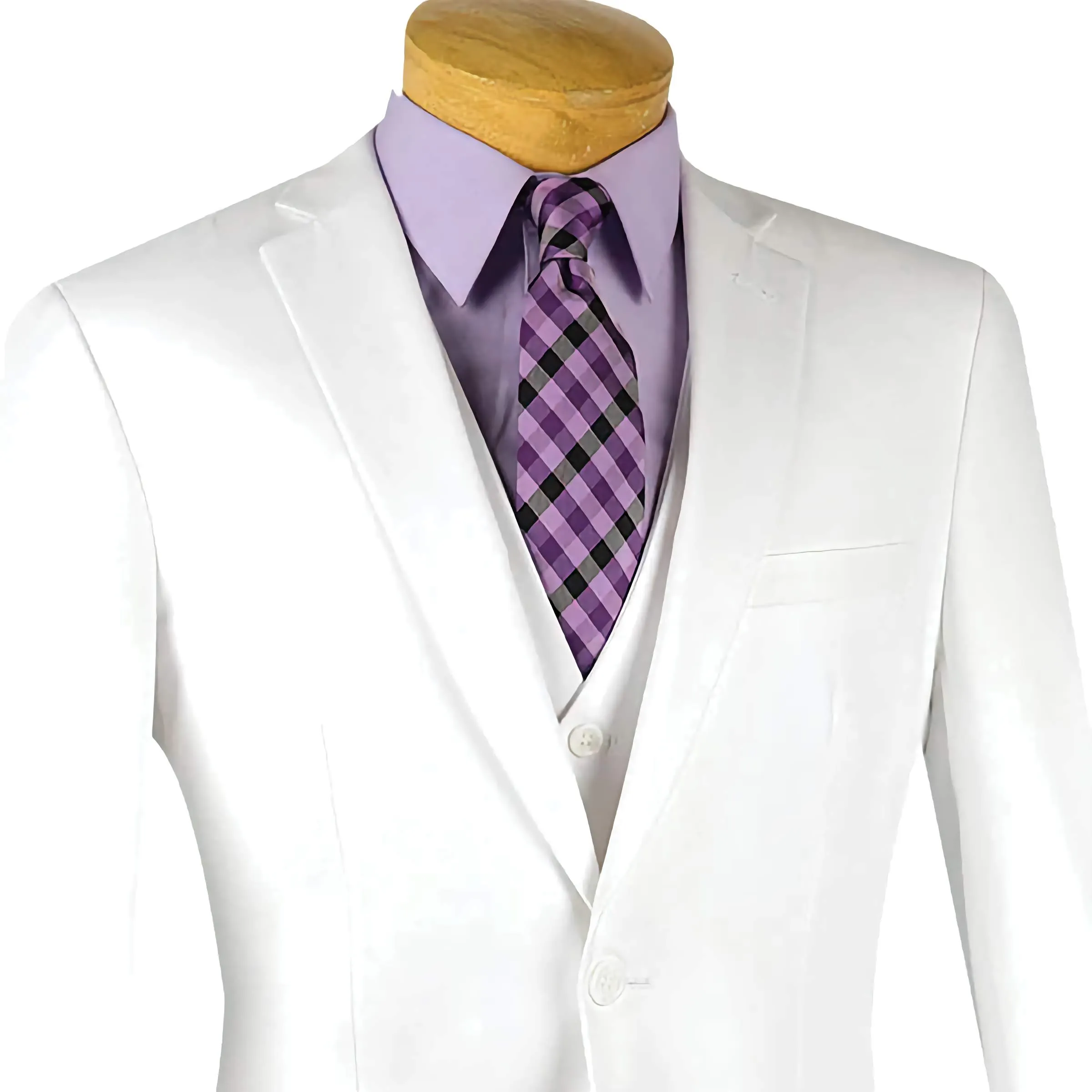 Slim Fit Men's Suit 3 Piece 2 Button in White