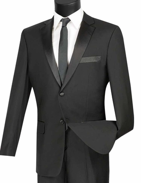 Slim Fit Tuxedo 2 Piece 2 Buttons Design in Black