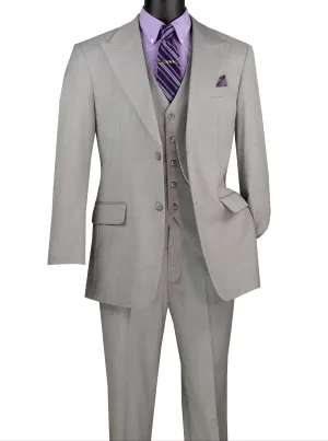 Stello Collection: Light Gray Single-Breasted Regular Fit 3-Piece Suit