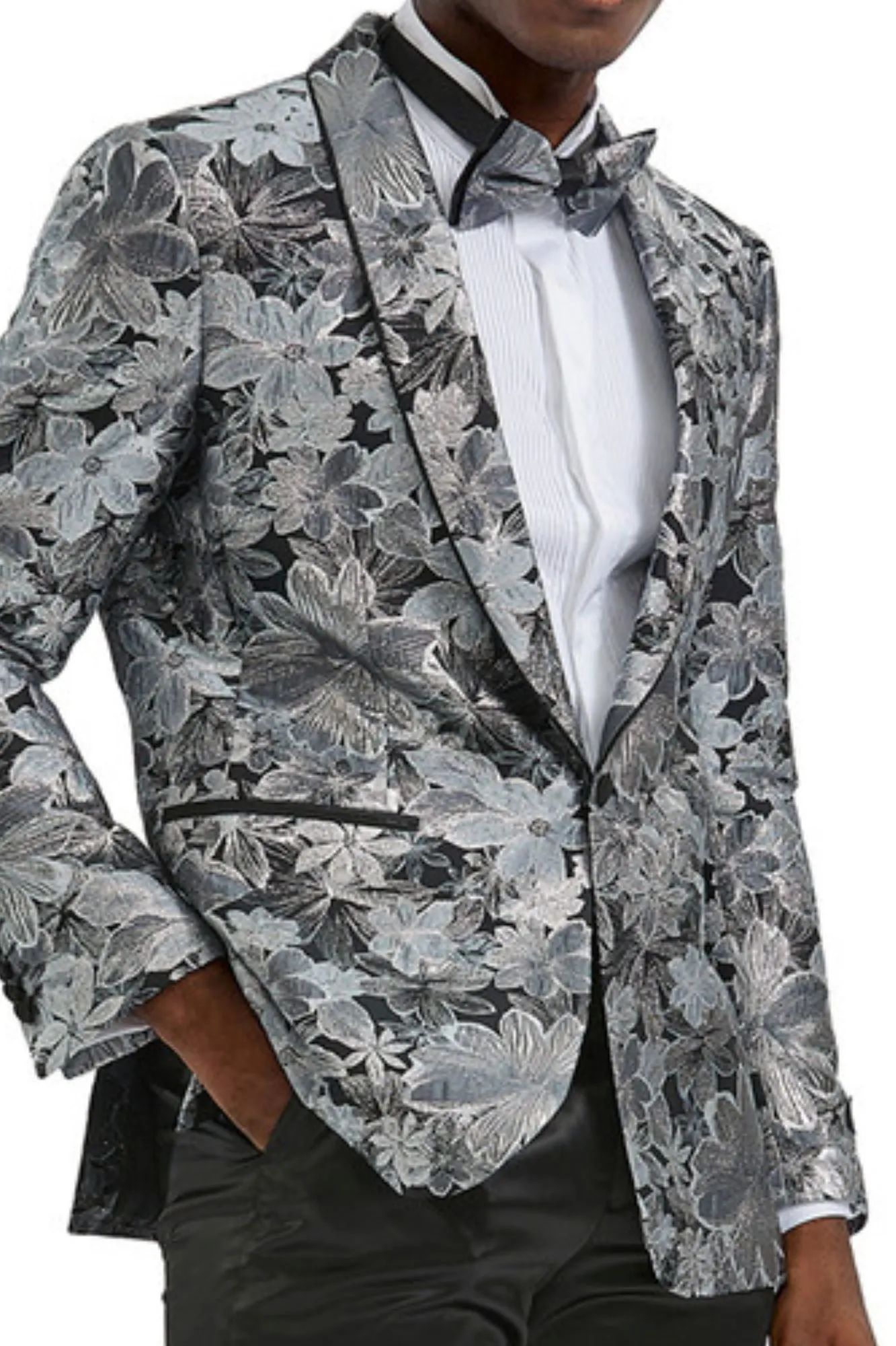 Stylefyre Collection: Men's Single-Breasted Blazer In Silver