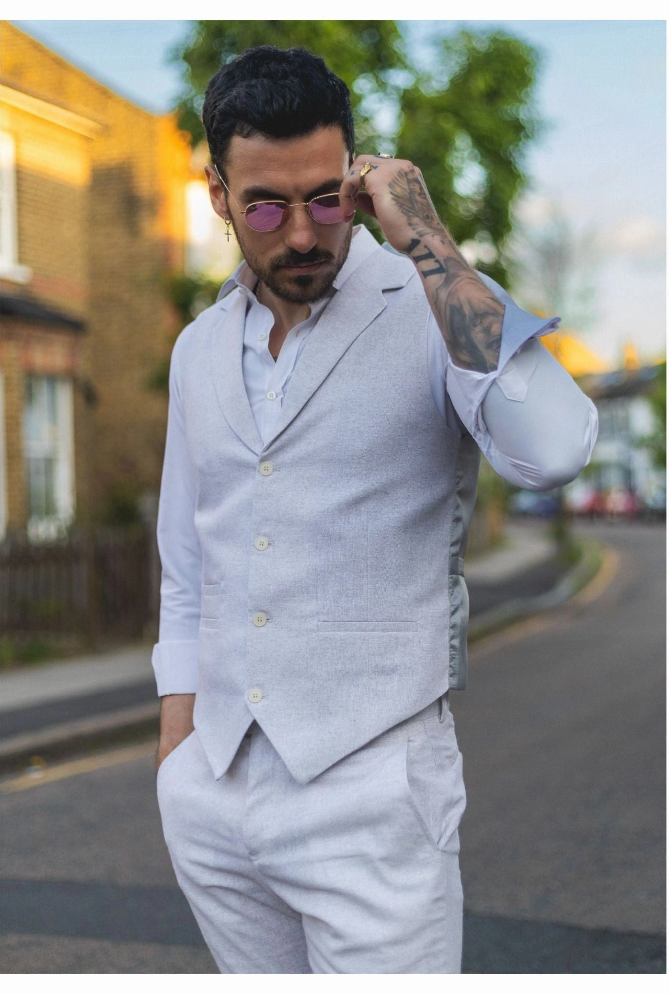 Summer Suit Waistcoat Trousers Wedding