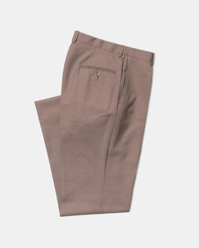 TAN SINGLE PLEAT WOOL TROUSER