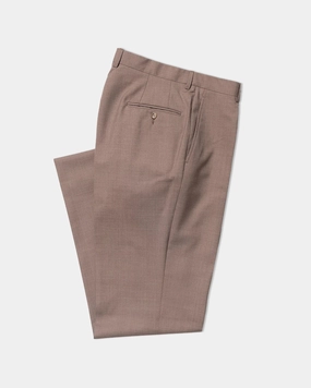 TAN SINGLE PLEAT WOOL TROUSER