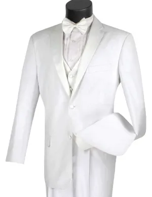 Tempel Collection: White 4-Piece Regular Fit Tuxedo with Vest and Bow Tie