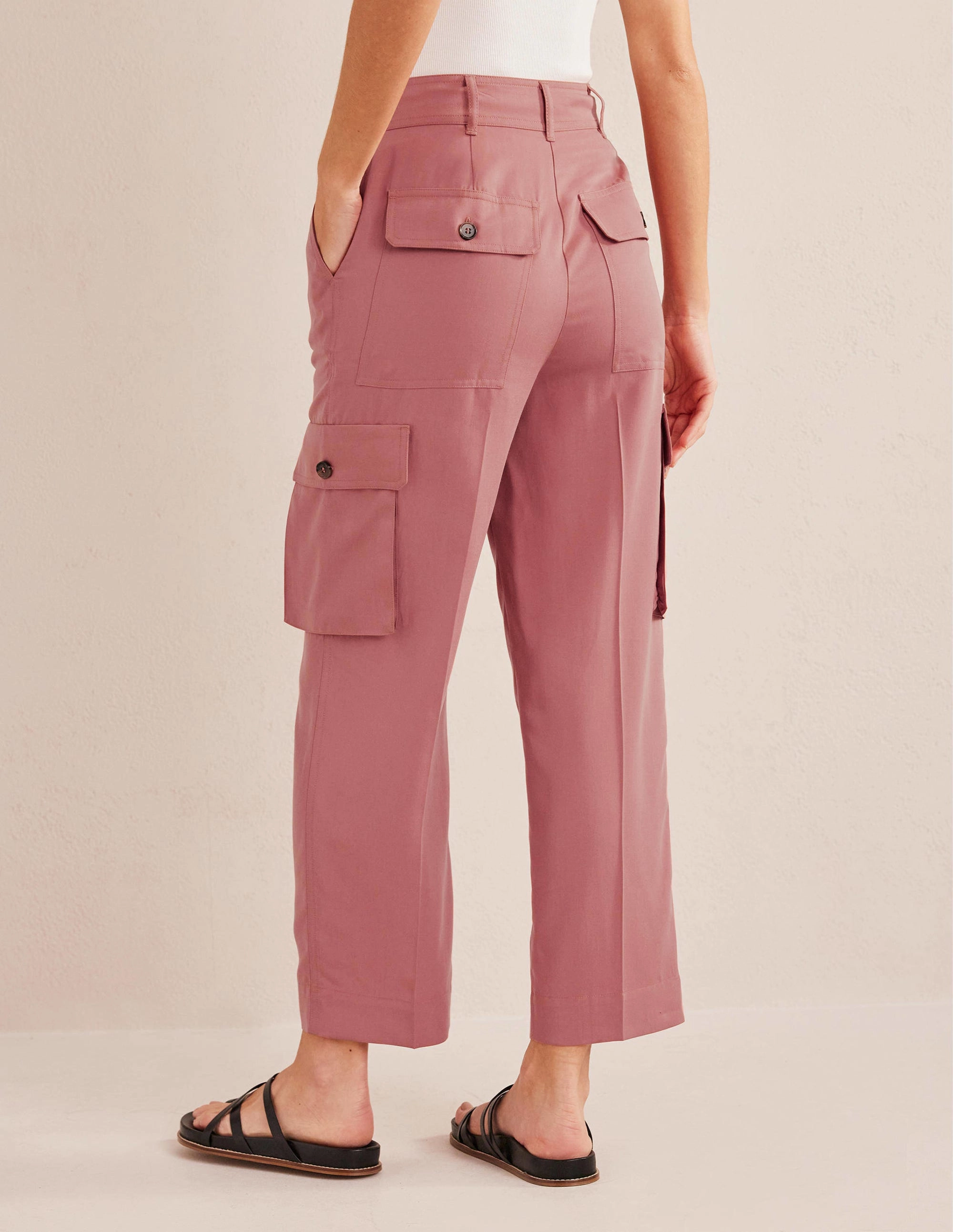 Tencel Cargo Pants-Dusty Rose