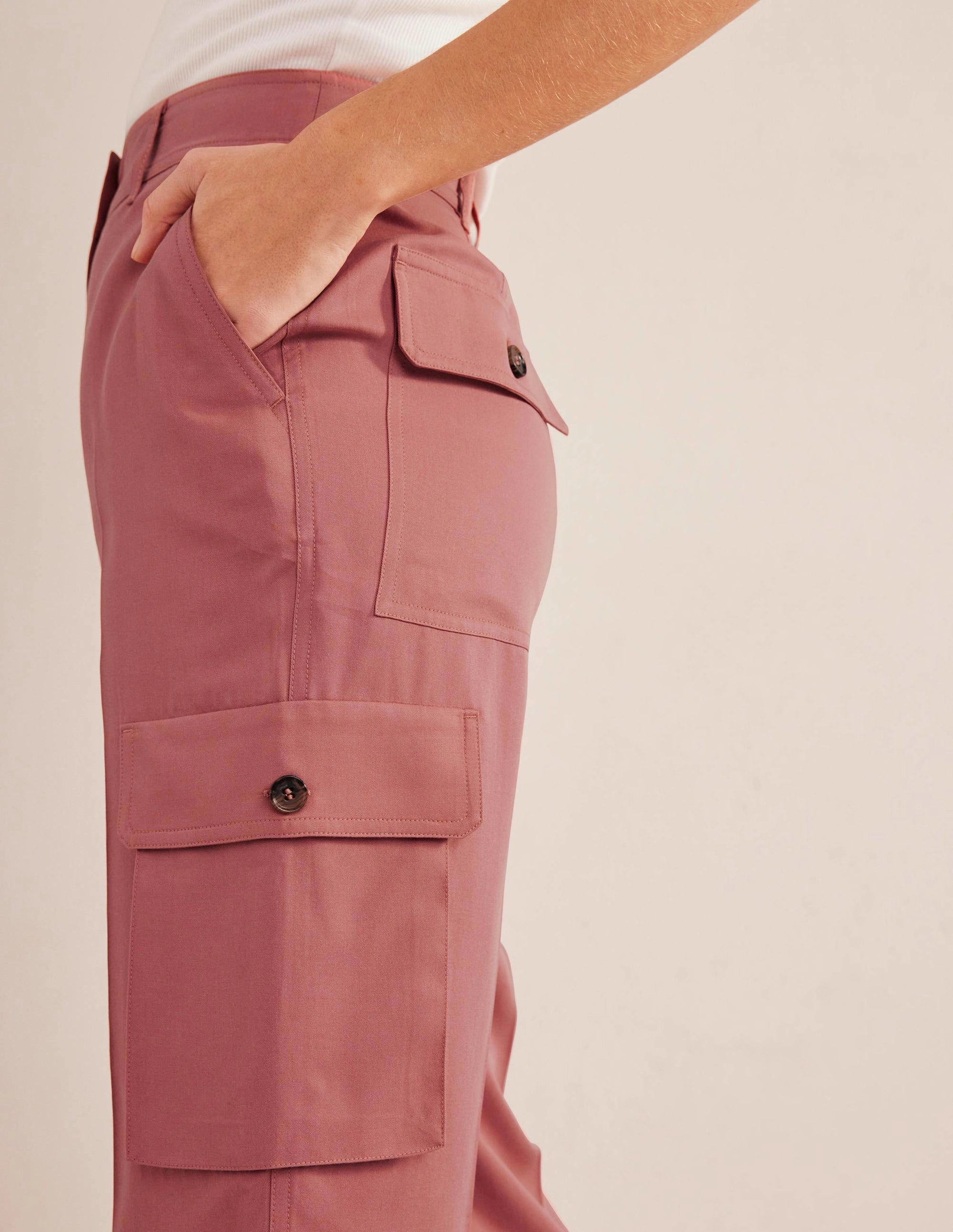 Tencel Cargo Pants-Dusty Rose