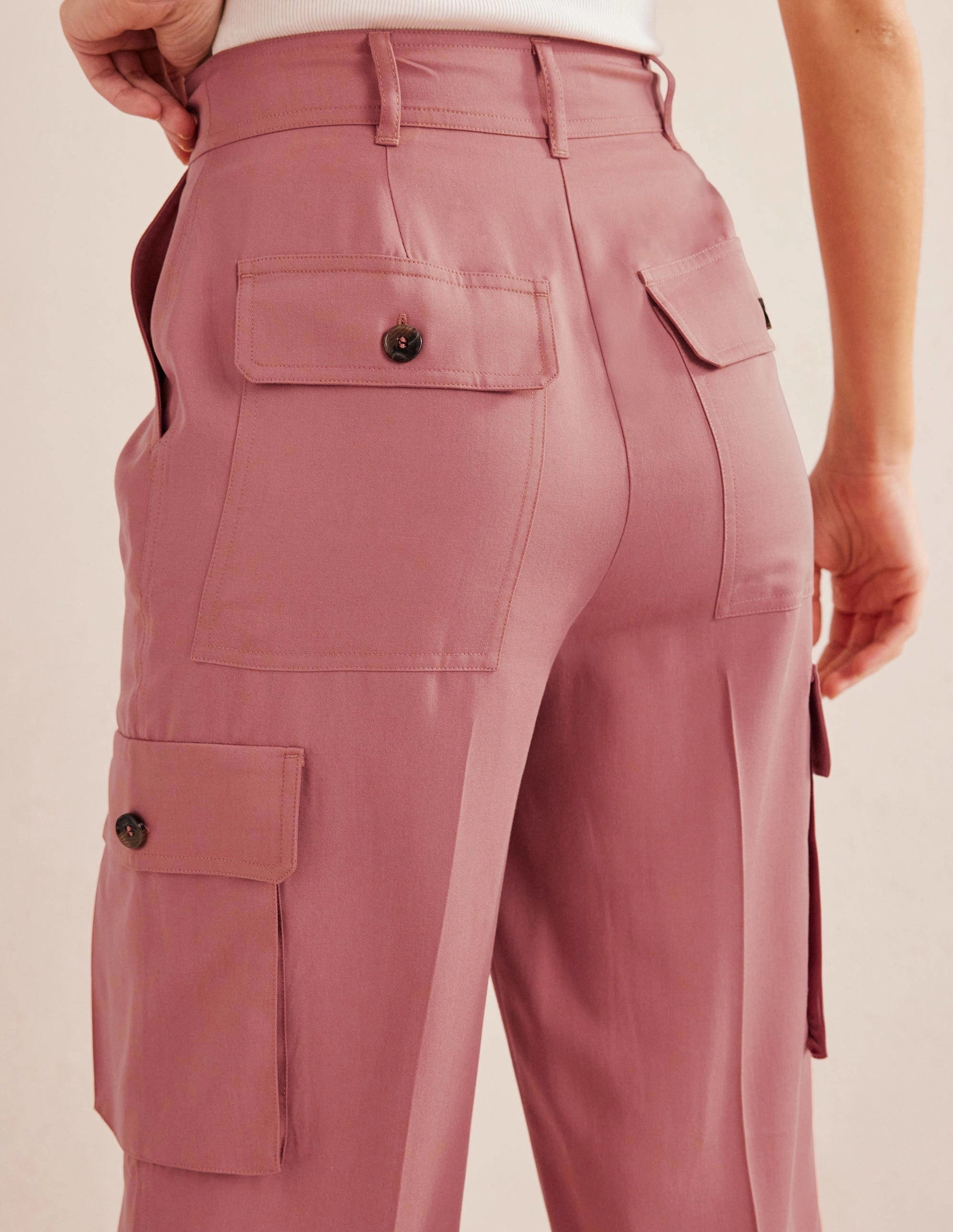 Tencel Cargo Pants-Dusty Rose