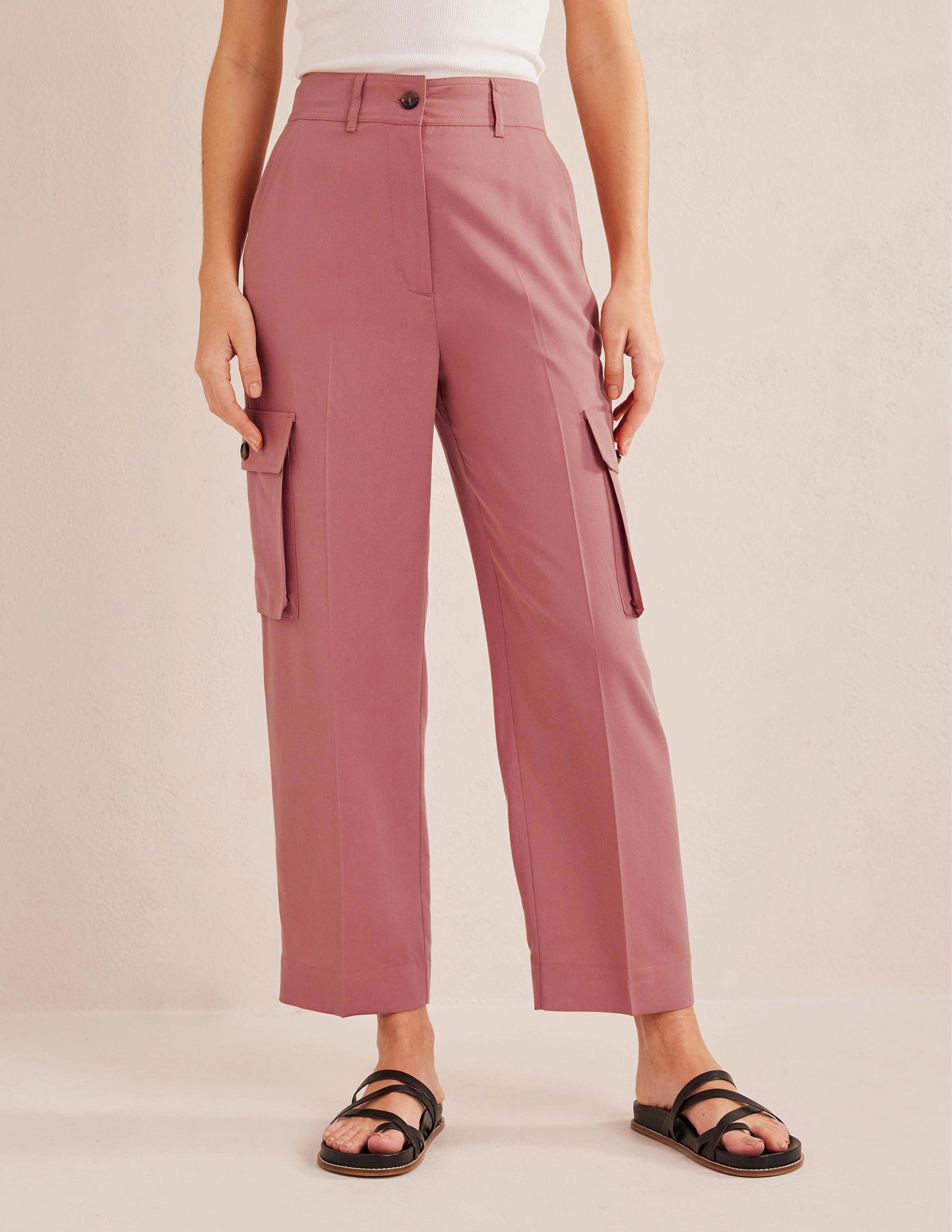 Tencel Cargo Pants-Dusty Rose