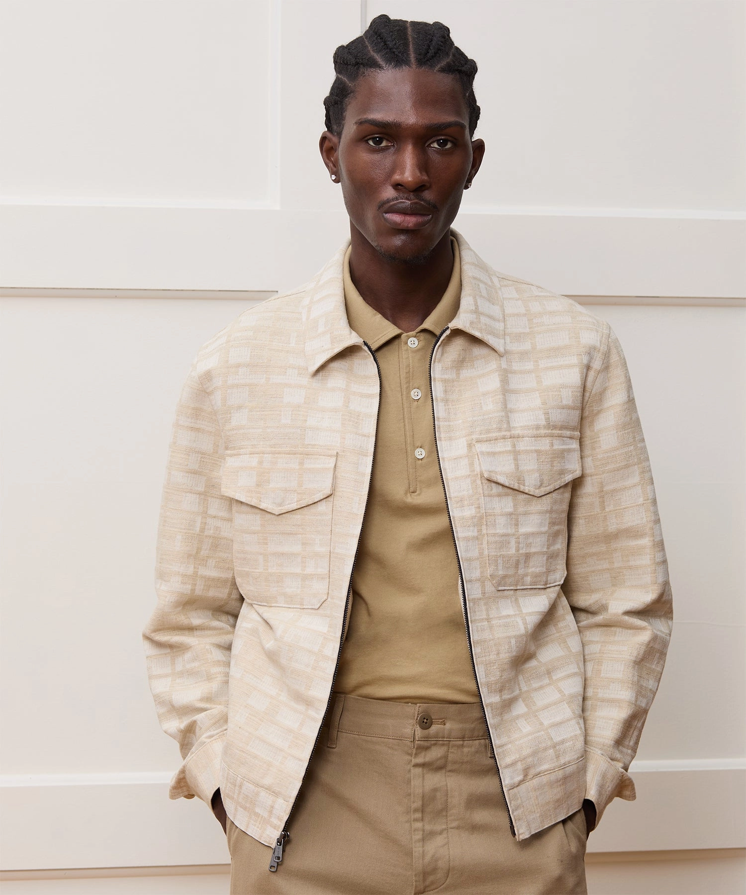 Textured Linen-Cotton Station Jacket