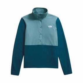 The North Face Women's Glacier Fleece Half Snap Fleece - Midnight Petrol/Algae Blue - ONLINE STORE CREDIT/EXCHANGE ONLY