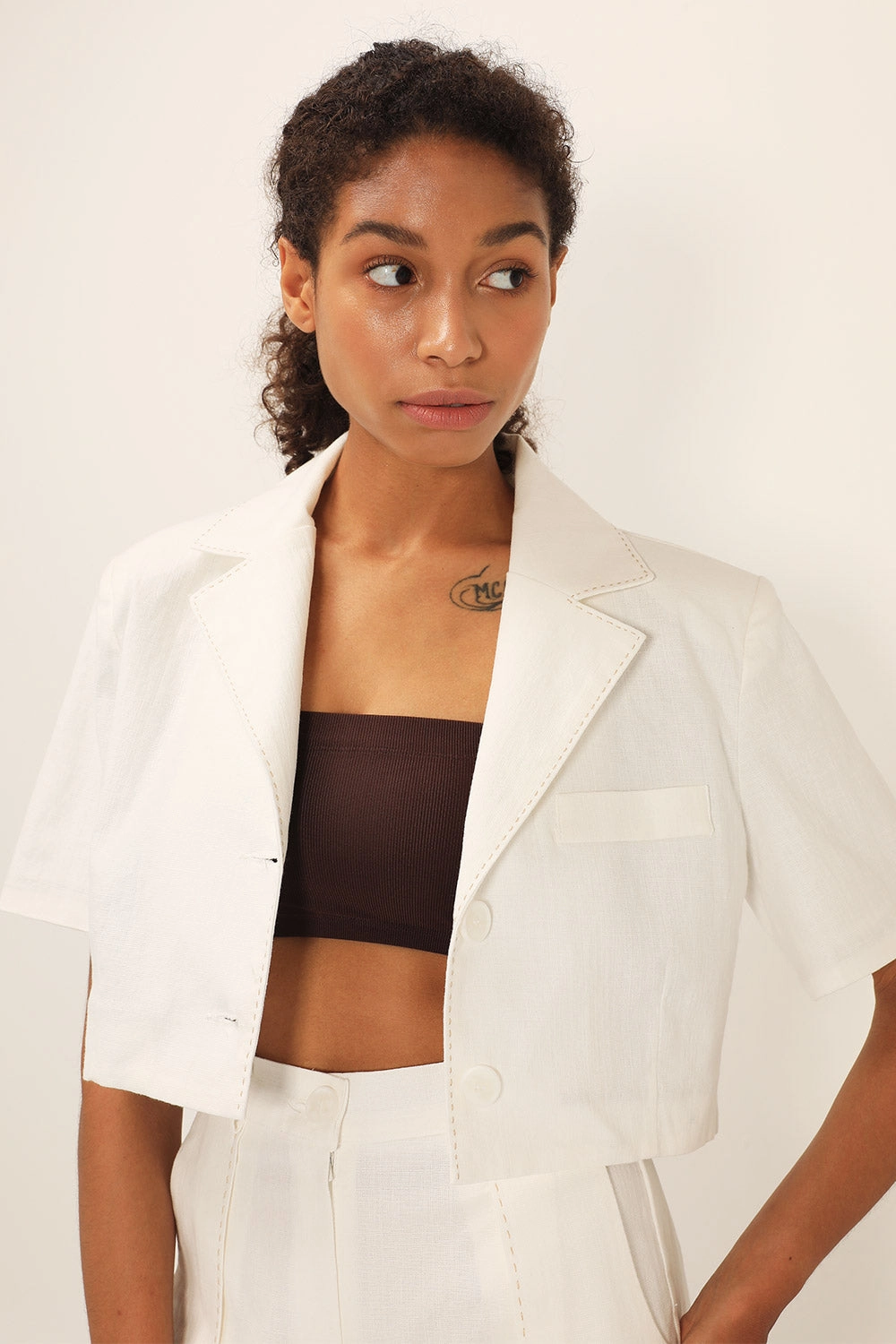 Tinsley Contrast Stitch Crop Jacket