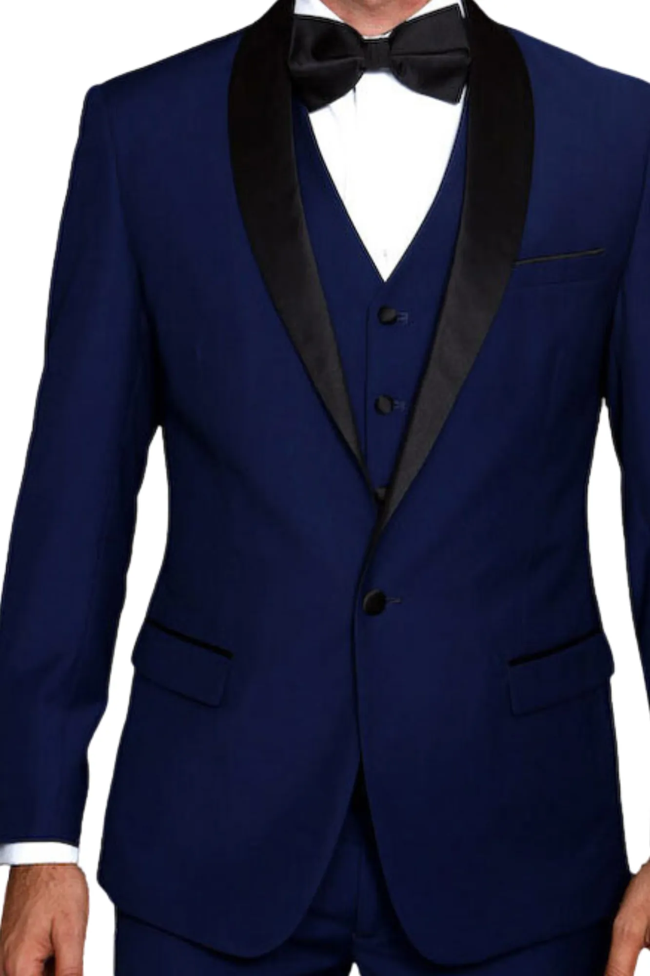 Trendito Collection: Sapphire 3PC Shawl Lapel Tuxedo 100% Wool Tailored Fit
