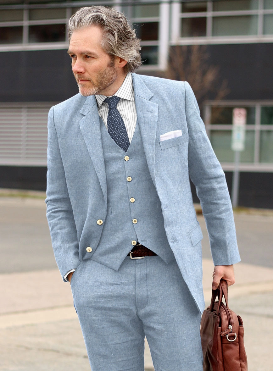 Tropical Blue Linen Suit