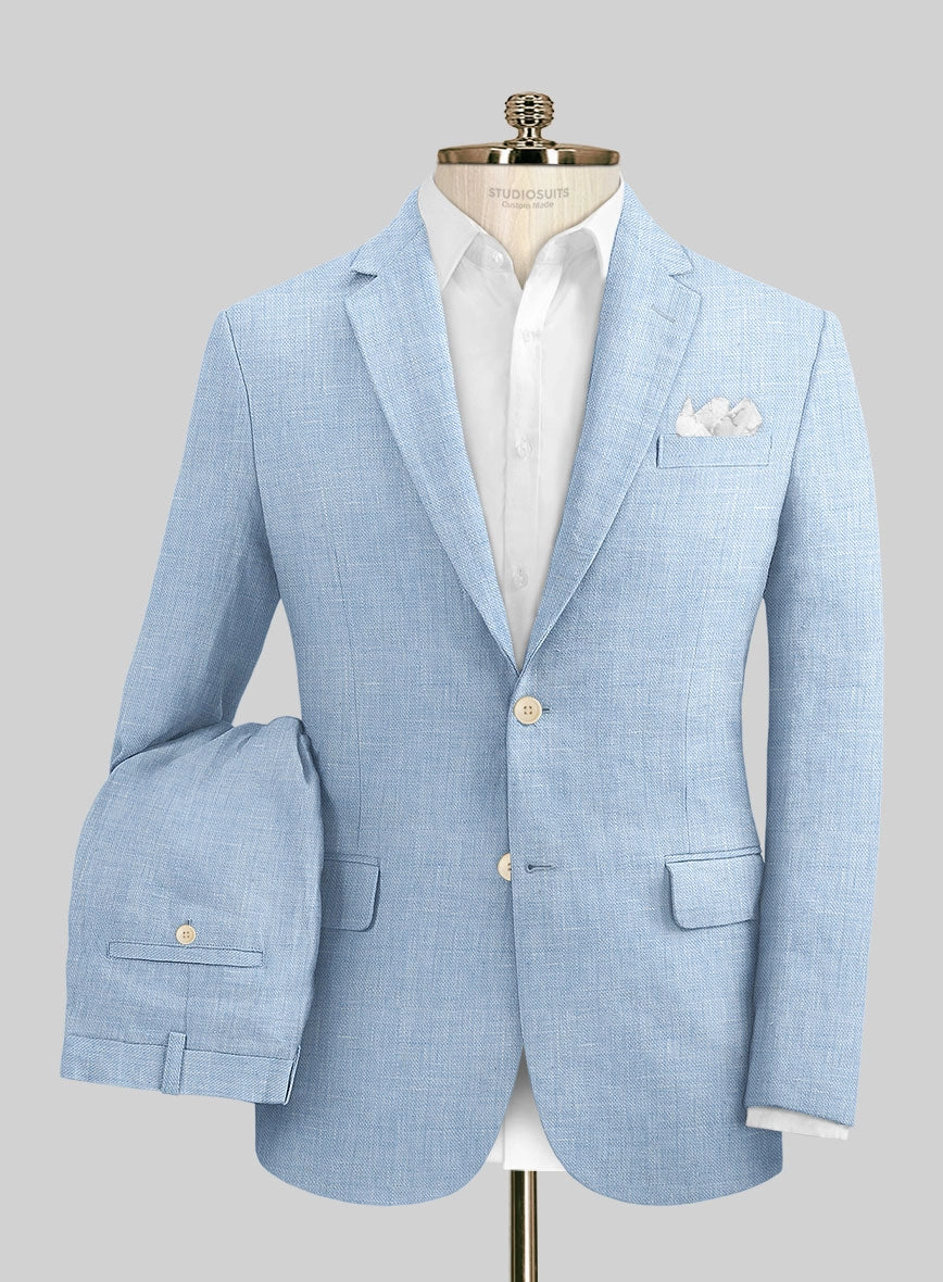 Tropical Blue Linen Suit