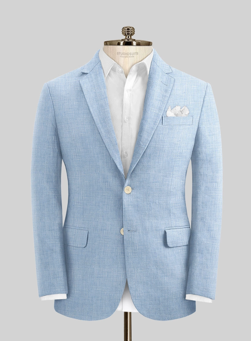 Tropical Blue Linen Suit