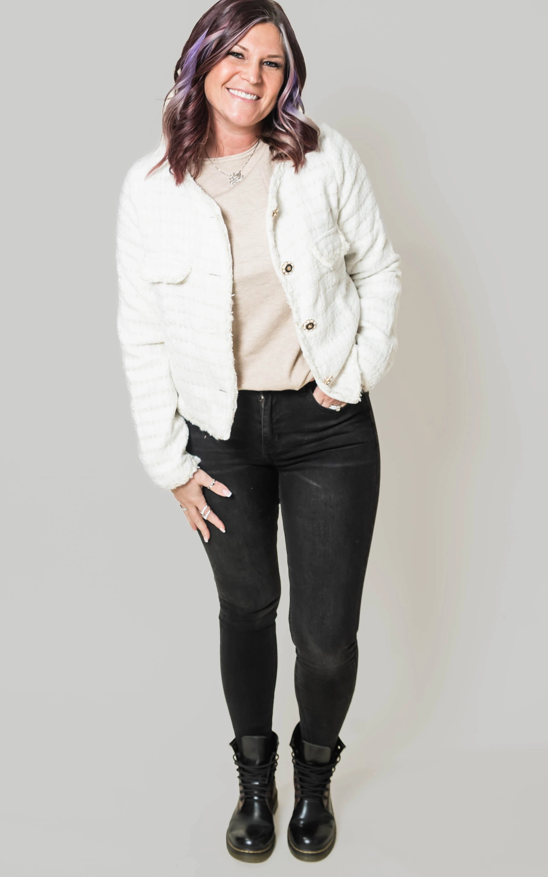 Tweed Button Down Jacket - POL Final Sale