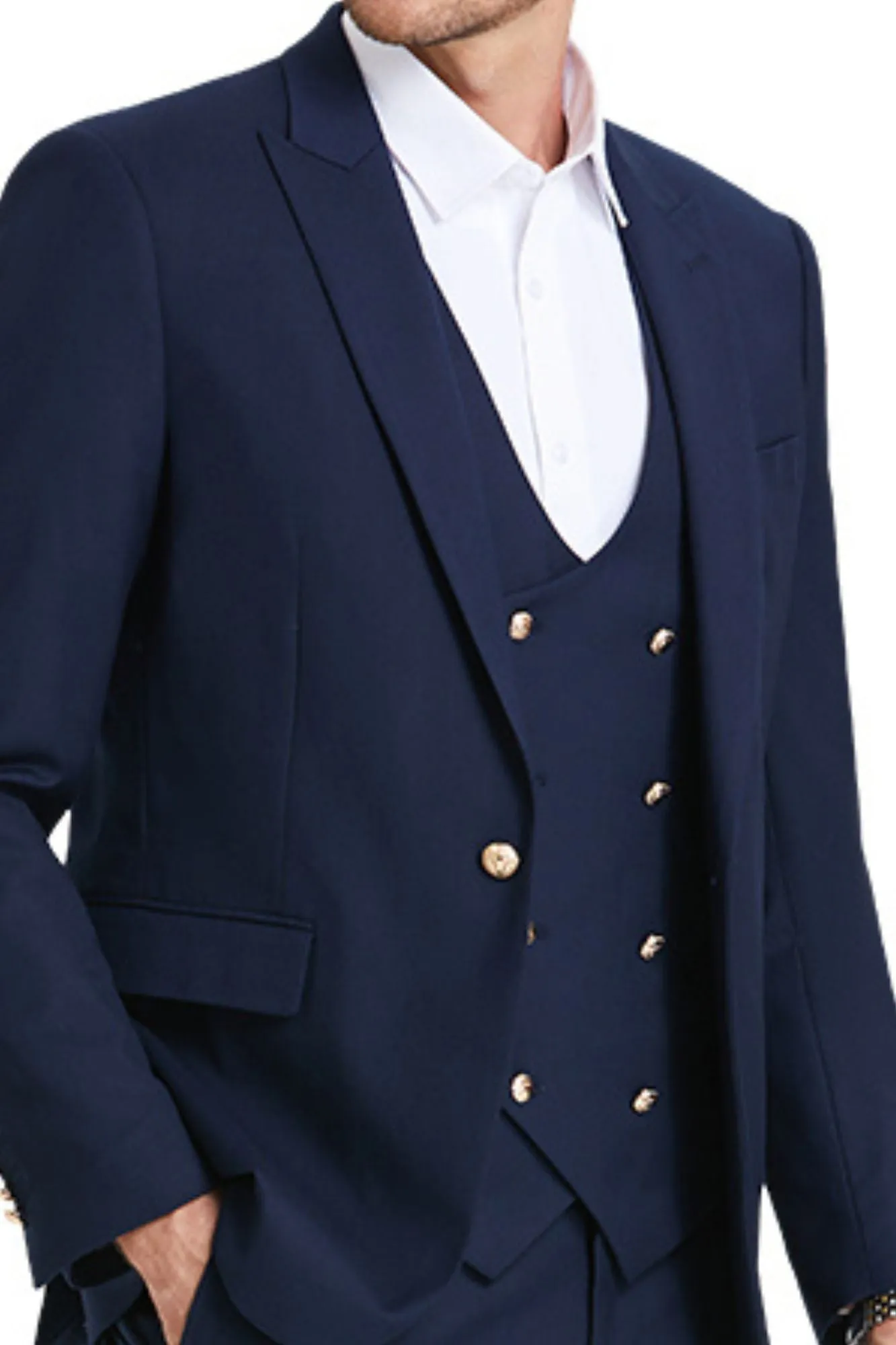 Urbane Collection: Men's Solid 3-Piece Suit In Navy - Slim Fit