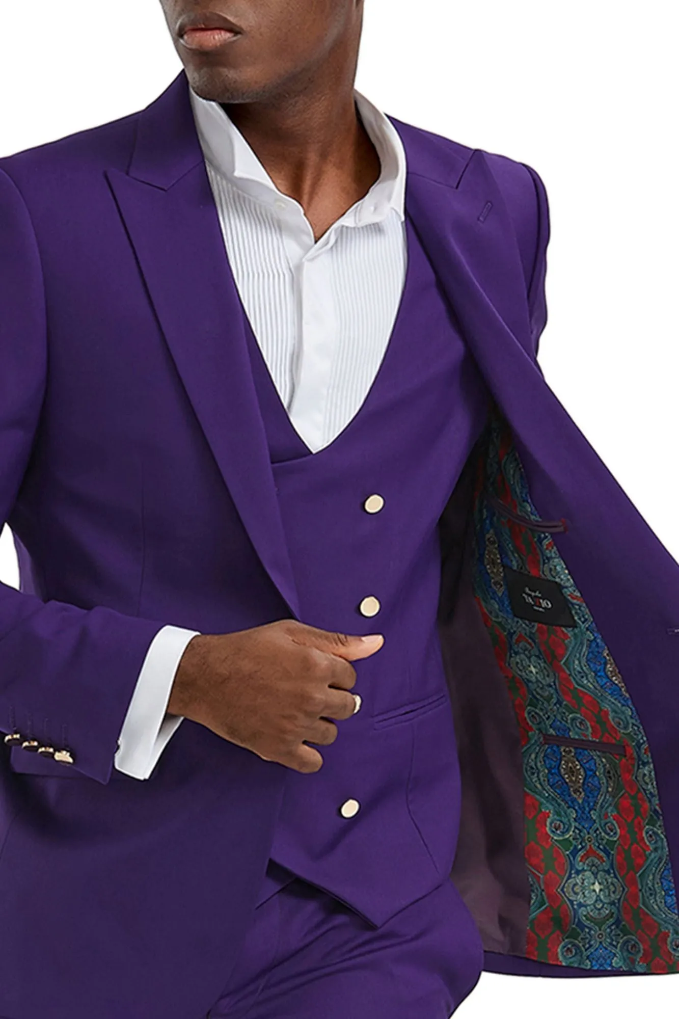 Urbane Collection: Men's Solid 3-Piece Suit In Purple - Slim Fit