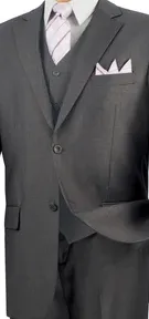 Urbano Collection: Heather Grey 3 Piece Solid Color Single Breasted Regular Fit Suit