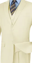 Urbano Collection: Ivory 3 Piece Solid Color Single Breasted Regular Fit Suit