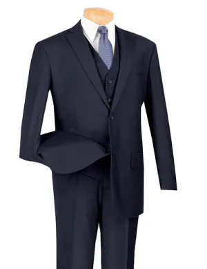 Urbano Collection: Navy 3 Piece Solid Color Single Breasted Regular Fit Suit