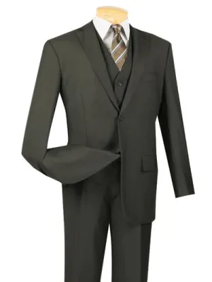 Urbano Collection: Olive 3 Piece Solid Color Single Breasted Regular Fit Suit