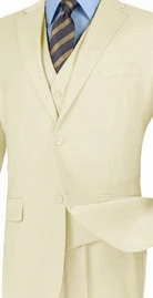 Urbano Collection: Ivory 3 Piece Solid Color Single Breasted Regular Fit Suit