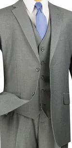 Urbano Collection: Medium Grey 3 Piece Solid Color Single Breasted Regular Fit Suit