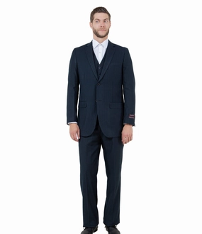 Valiant Vintage Navy Pinstripe Three-Piece Suit – Classic Fit