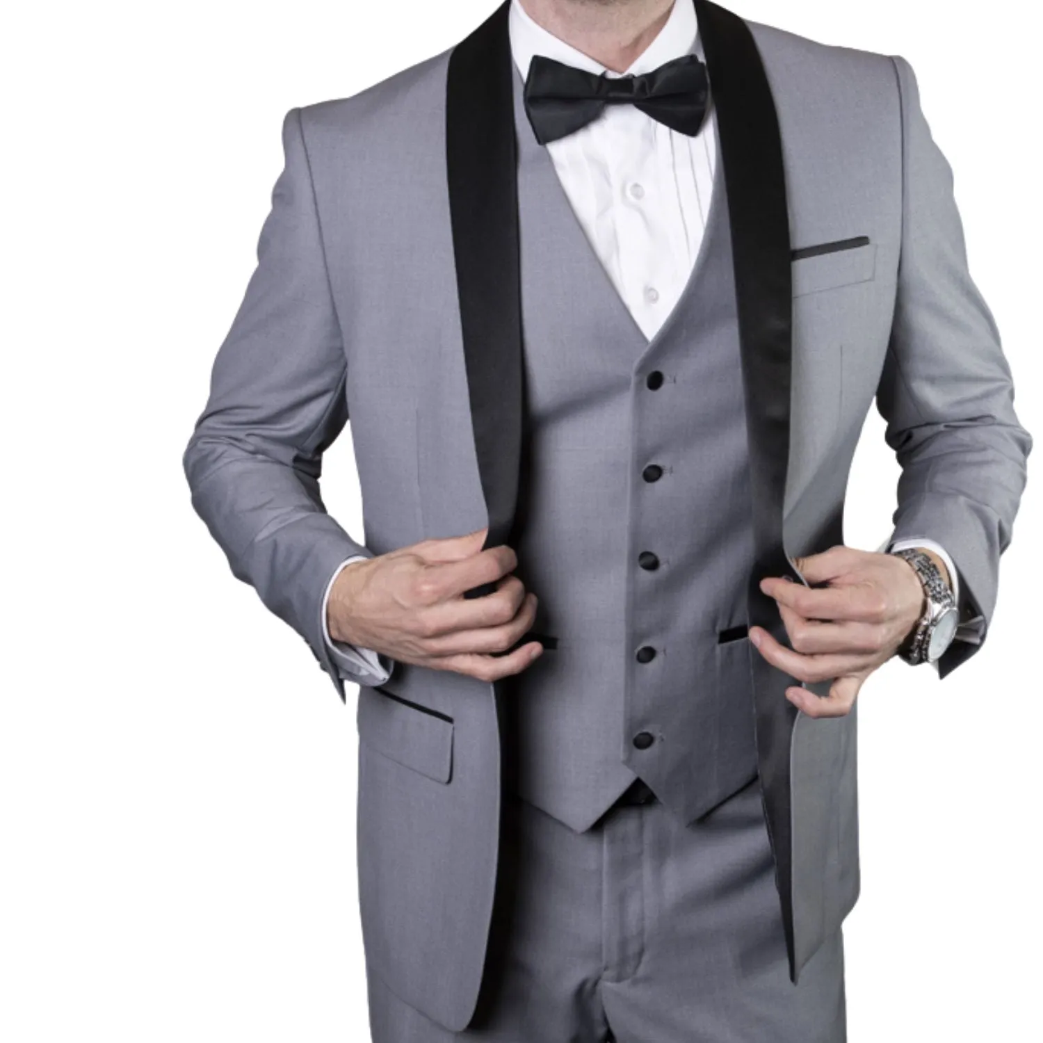 Varuna Collection: Grey Tailored Fit Shawl Lapel 3PC Tuxedo