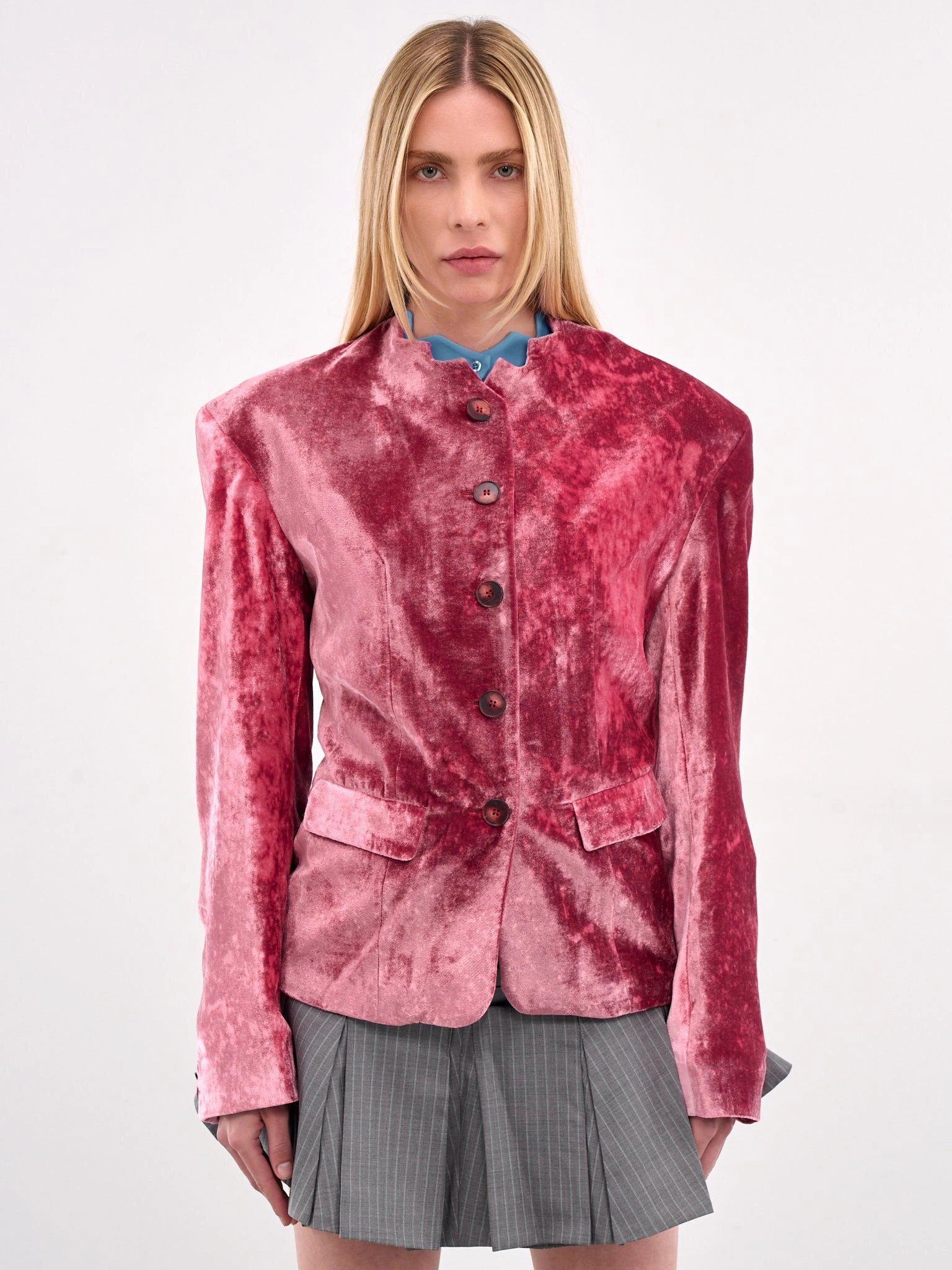 Velvet Tailored Blazer (N0146-RED)