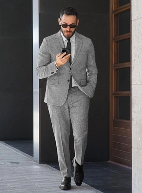 Vintage Plain Gray Tweed Suit