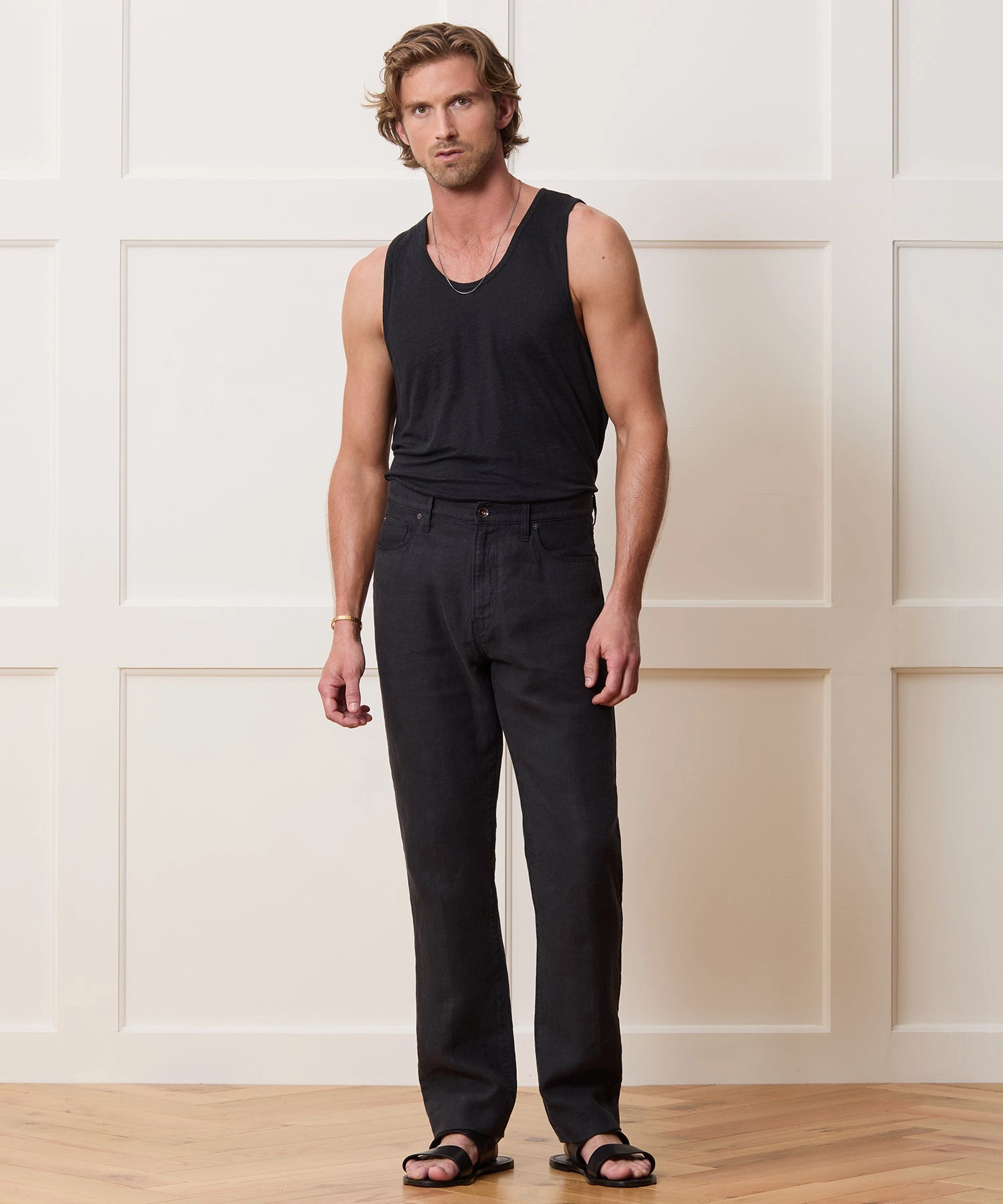 Vintage Straight Fit 5-Pocket Linen Pant