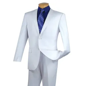 Vintagevo Collection: White 2 Piece Solid Color Single Breasted Slim Fit Suit