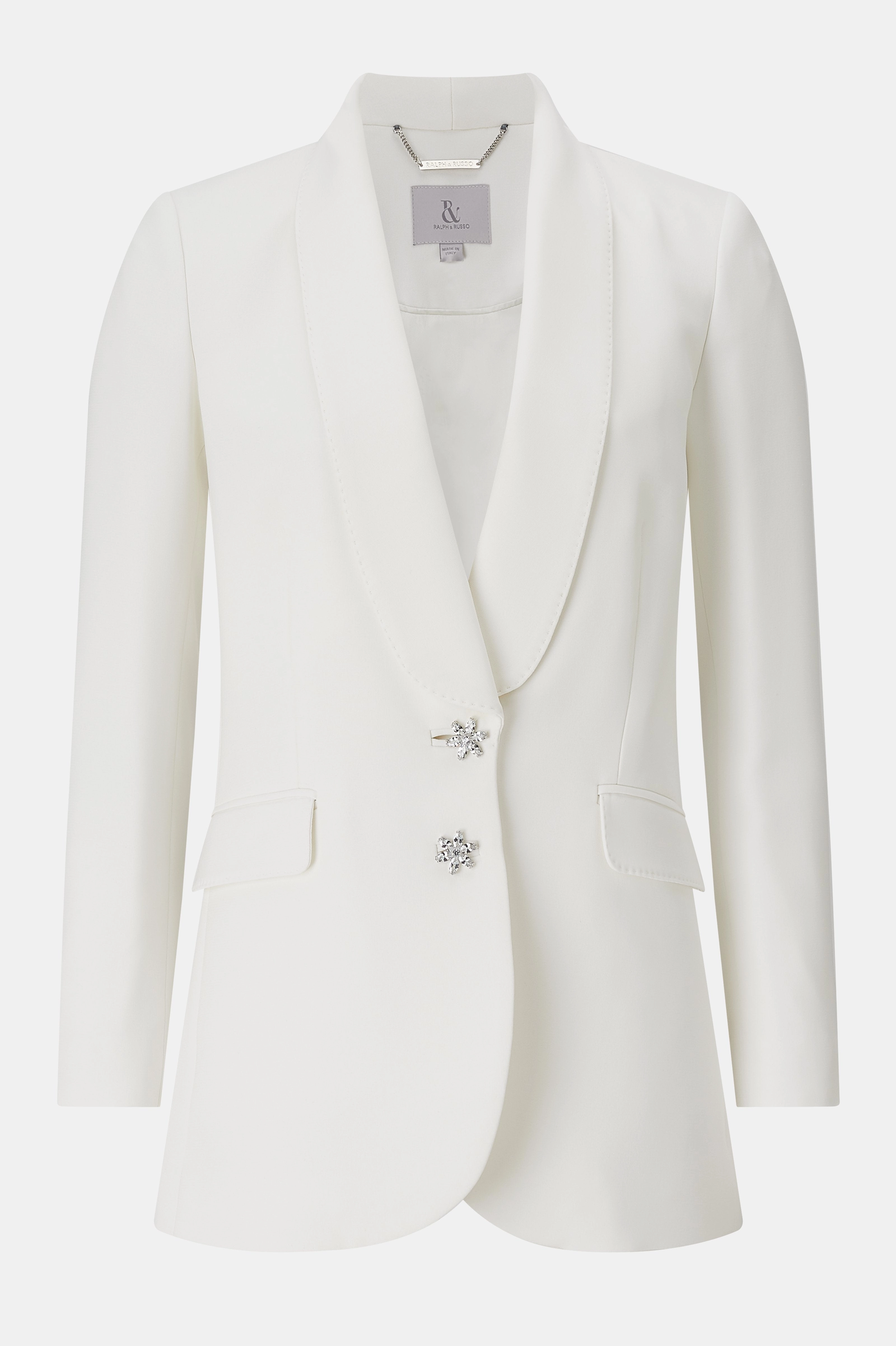 White Satin Crepe Tailored Blazer